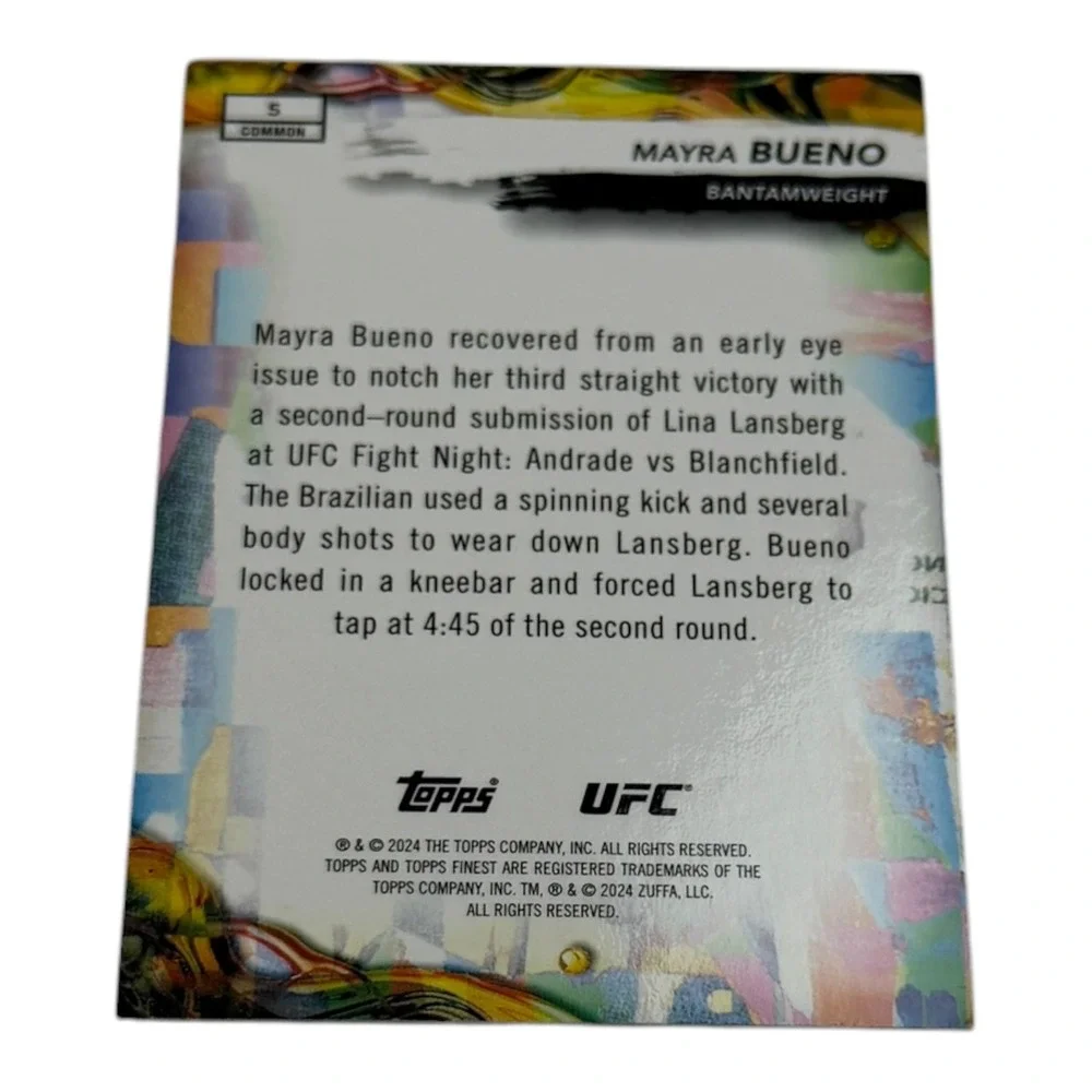 2024 Topps Finest UFC Mayra Bueno Silva Common Card 5 Bantamweight MMA